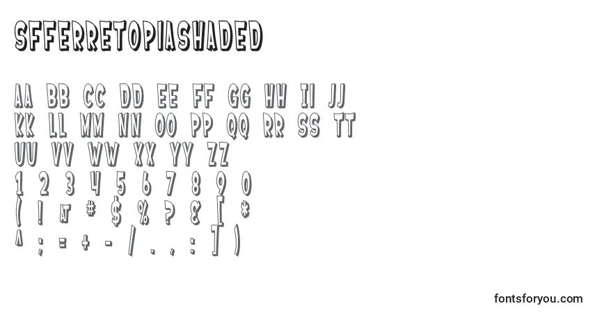 Czcionka SfFerretopiaShaded – alfabet, cyfry, specjalne znaki