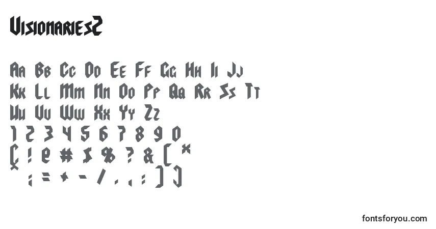 Czcionka Visionaries2 – alfabet, cyfry, specjalne znaki
