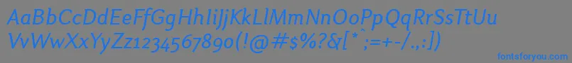 Czcionka OtariItalic – niebieskie czcionki na szarym tle