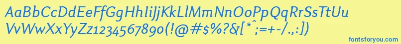 OtariItalic Font – Blue Fonts on Yellow Background