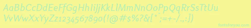 フォントOtariItalic – 黄色い背景に緑の文字