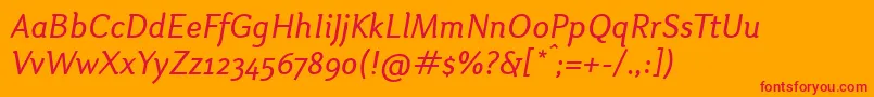 OtariItalic Font – Red Fonts on Orange Background