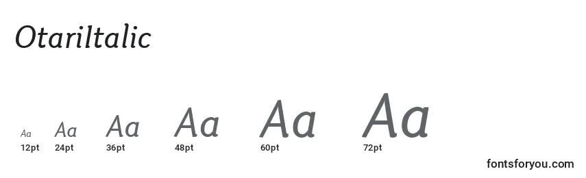 Размеры шрифта OtariItalic