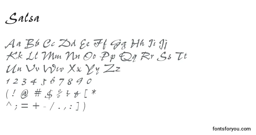 A fonte Salsa – alfabeto, números, caracteres especiais