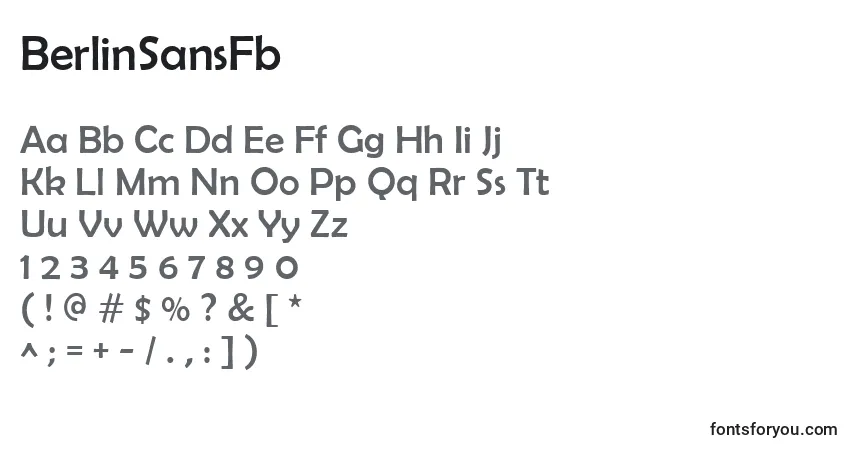 Czcionka BerlinSansFb – alfabet, cyfry, specjalne znaki