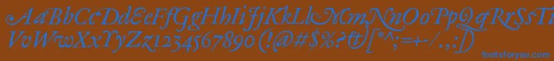 AntiqueAncienneItalic Font – Blue Fonts on Brown Background