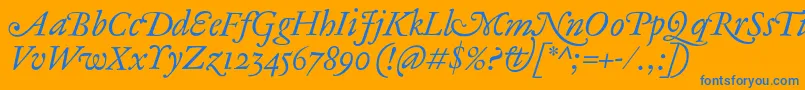 AntiqueAncienneItalic Font – Blue Fonts on Orange Background