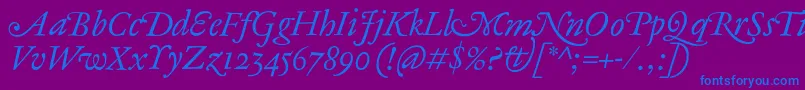 AntiqueAncienneItalic Font – Blue Fonts on Purple Background