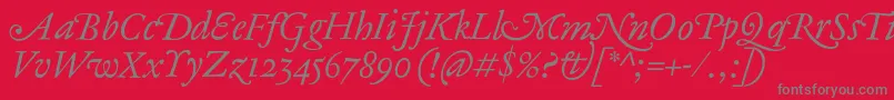 Czcionka AntiqueAncienneItalic – szare czcionki na czerwonym tle