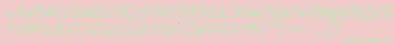 AntiqueAncienneItalic-Schriftart – Grüne Schriften auf rosa Hintergrund