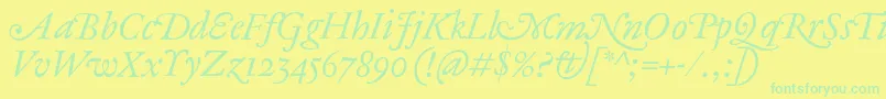 AntiqueAncienneItalic Font – Green Fonts on Yellow Background