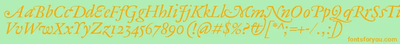 AntiqueAncienneItalic Font – Orange Fonts on Green Background