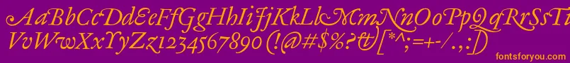 Шрифт AntiqueAncienneItalic – оранжевые шрифты на фиолетовом фоне