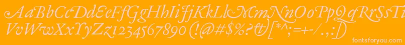 AntiqueAncienneItalic-fontti – vaaleanpunaiset fontit oranssilla taustalla