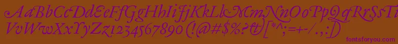 AntiqueAncienneItalic Font – Purple Fonts on Brown Background