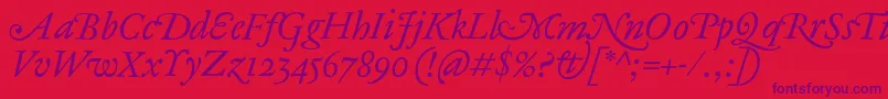 AntiqueAncienneItalic Font – Purple Fonts on Red Background