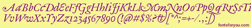AntiqueAncienneItalic Font – Purple Fonts on Yellow Background