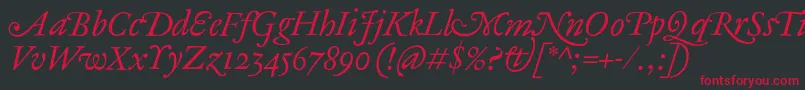AntiqueAncienneItalic Font – Red Fonts on Black Background