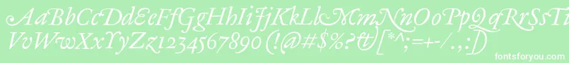 Fonte AntiqueAncienneItalic – fontes brancas em um fundo verde