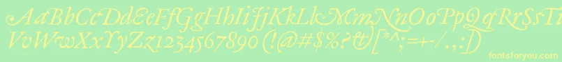 Fonte AntiqueAncienneItalic – fontes amarelas em um fundo verde