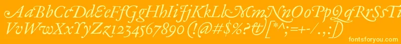 AntiqueAncienneItalic Font – Yellow Fonts on Orange Background