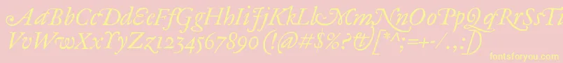 AntiqueAncienneItalic Font – Yellow Fonts on Pink Background