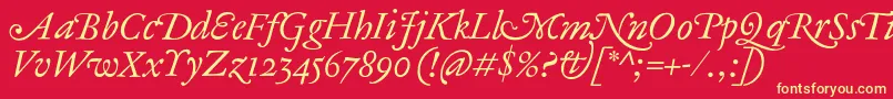 Шрифт AntiqueAncienneItalic – жёлтые шрифты на красном фоне