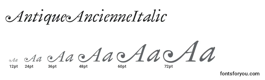 Размеры шрифта AntiqueAncienneItalic