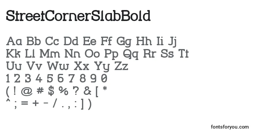 Schriftart StreetCornerSlabBold – Alphabet, Zahlen, spezielle Symbole