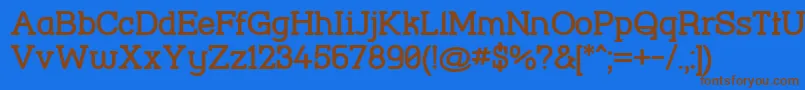 フォントStreetCornerSlabBold – 茶色の文字が青い背景にあります。