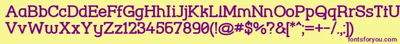 StreetCornerSlabBold-Schriftart – Violette Schriften auf gelbem Hintergrund