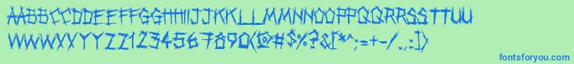 Punkband Font – Blue Fonts on Green Background