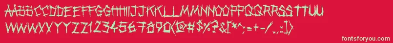 フォントPunkband – 赤い背景に緑の文字