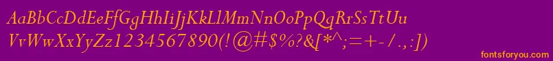 PerpetuaMtItalic Font – Orange Fonts on Purple Background