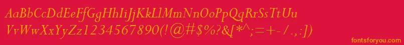 PerpetuaMtItalic Font – Orange Fonts on Red Background