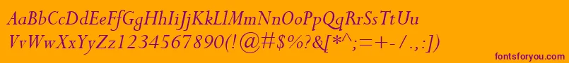 PerpetuaMtItalic Font – Purple Fonts on Orange Background
