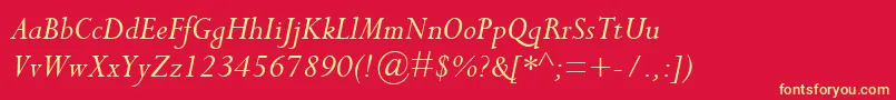 PerpetuaMtItalic Font – Yellow Fonts on Red Background