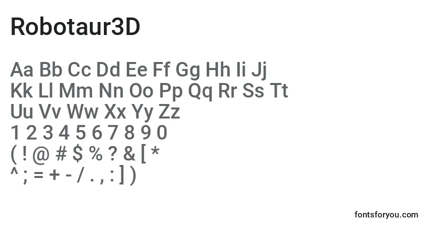 Czcionka Robotaur3D – alfabet, cyfry, specjalne znaki