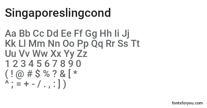 Czcionka Singaporeslingcond – alfabet, cyfry, specjalne znaki