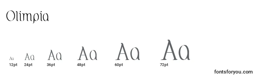 Размеры шрифта Olimpia