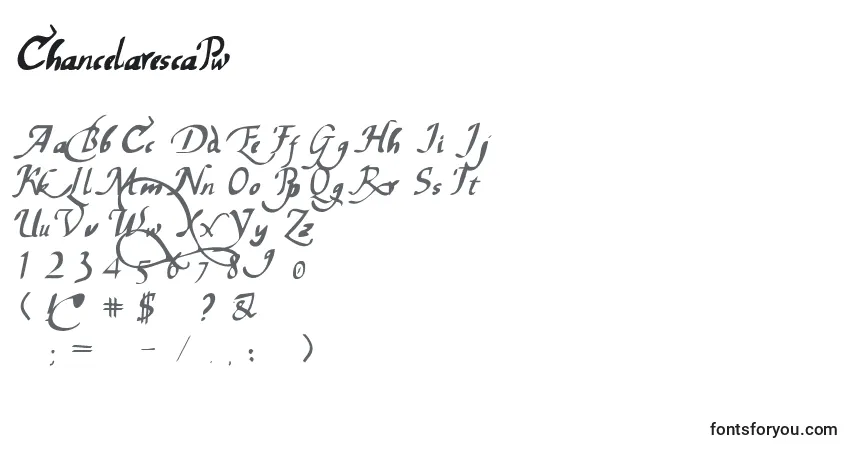 Czcionka ChancelarescaPw – alfabet, cyfry, specjalne znaki
