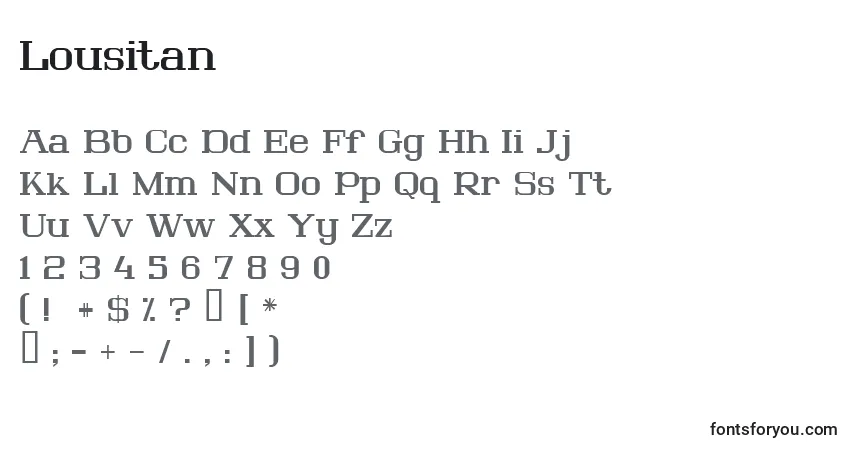 Lousitanフォント–アルファベット、数字、特殊文字