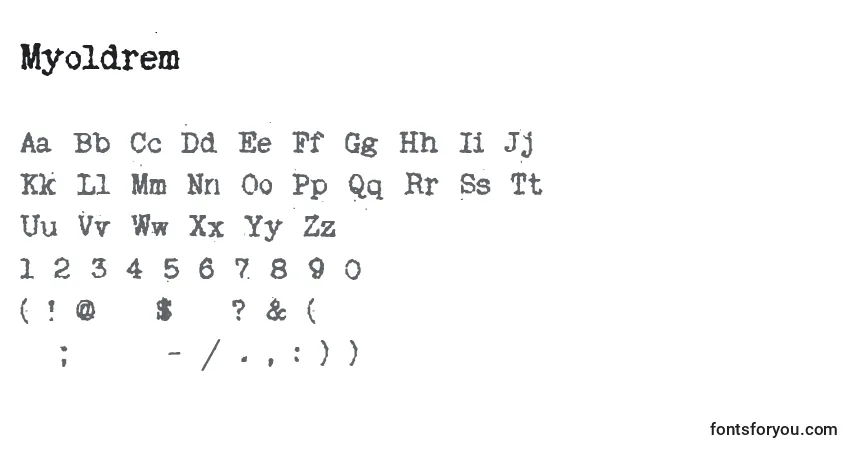 Czcionka Myoldrem – alfabet, cyfry, specjalne znaki