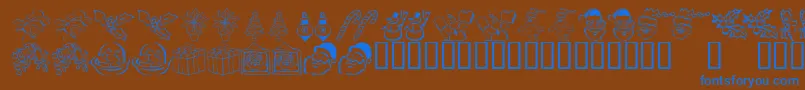 KrChristmasDings2004Five Font – Blue Fonts on Brown Background