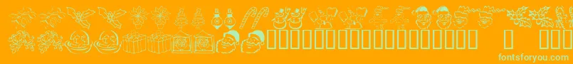 KrChristmasDings2004Five Font – Green Fonts on Orange Background