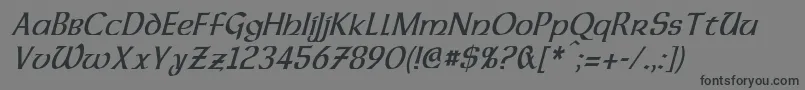 DalelandsUncialCondensedItalic-fontti – mustat fontit harmaalla taustalla