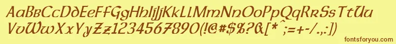 DalelandsUncialCondensedItalic Font – Brown Fonts on Yellow Background
