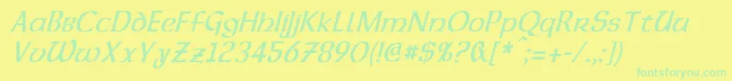 DalelandsUncialCondensedItalic Font – Green Fonts on Yellow Background