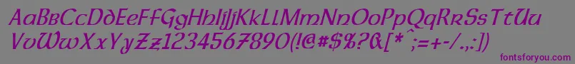フォントDalelandsUncialCondensedItalic – 紫色のフォント、灰色の背景