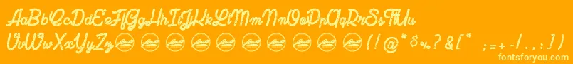 LastShadePersonalUseOnly-Schriftart – Gelbe Schriften auf orangefarbenem Hintergrund